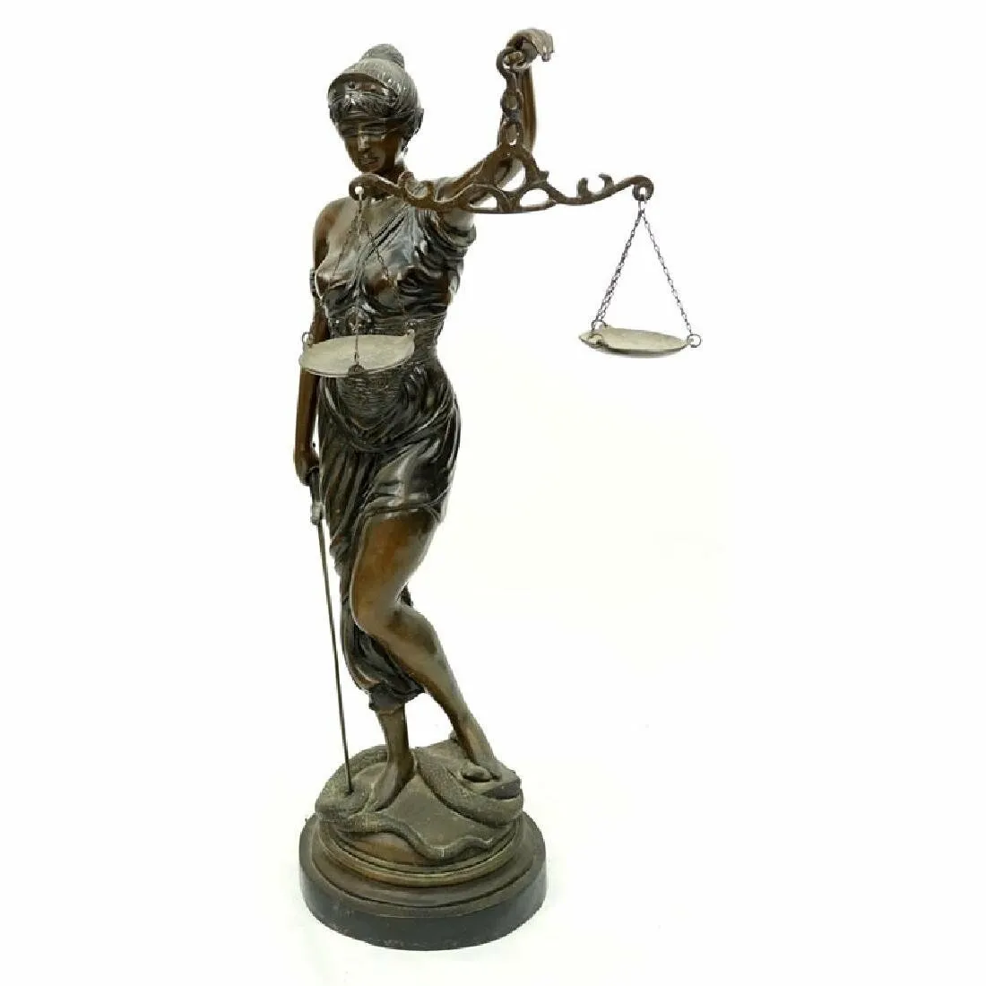 Striking Large Art Nouveau Bronze Sculpture of Blind Justice, early 1900s!!
