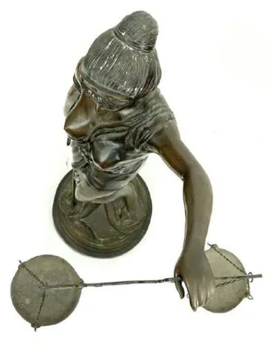Striking Large Art Nouveau Bronze Sculpture of Blind Justice, early 1900s!!