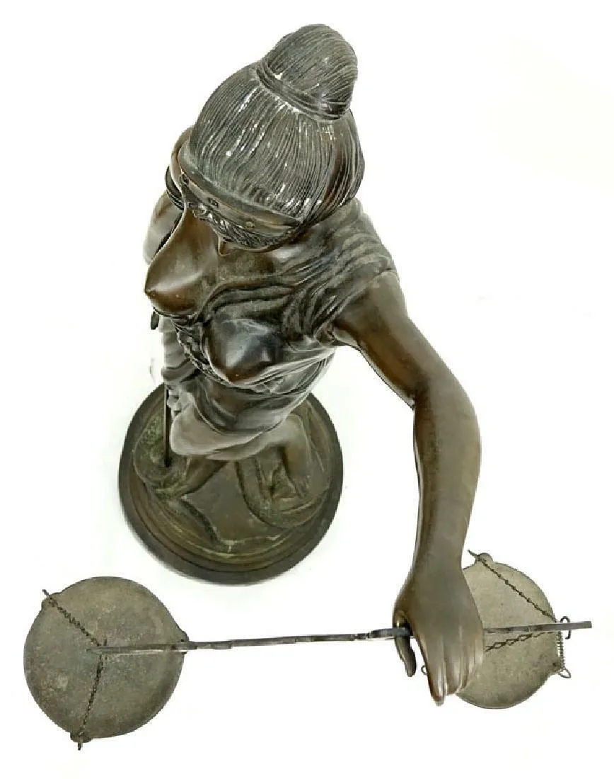 Striking Large Art Nouveau Bronze Sculpture of Blind Justice, early 1900s!!