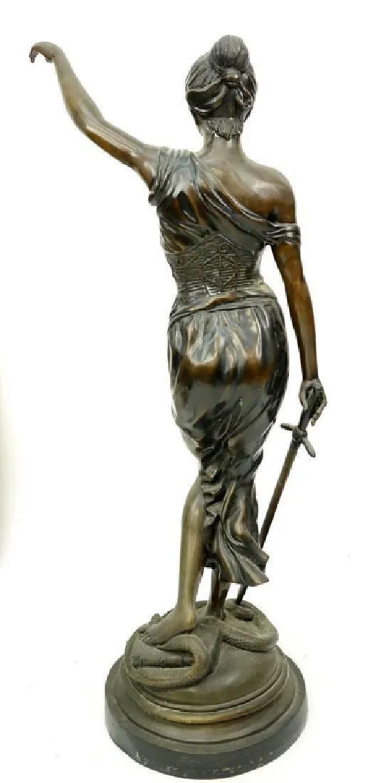 Striking Large Art Nouveau Bronze Sculpture of Blind Justice, early 1900s!!