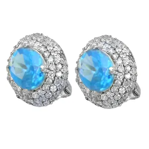 Stunning Blue & White Cubic Zirconia Silver Earrings - Ingenious Design