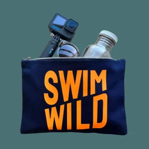 Swim Wild Zip Bag Navy \ Neon Orange