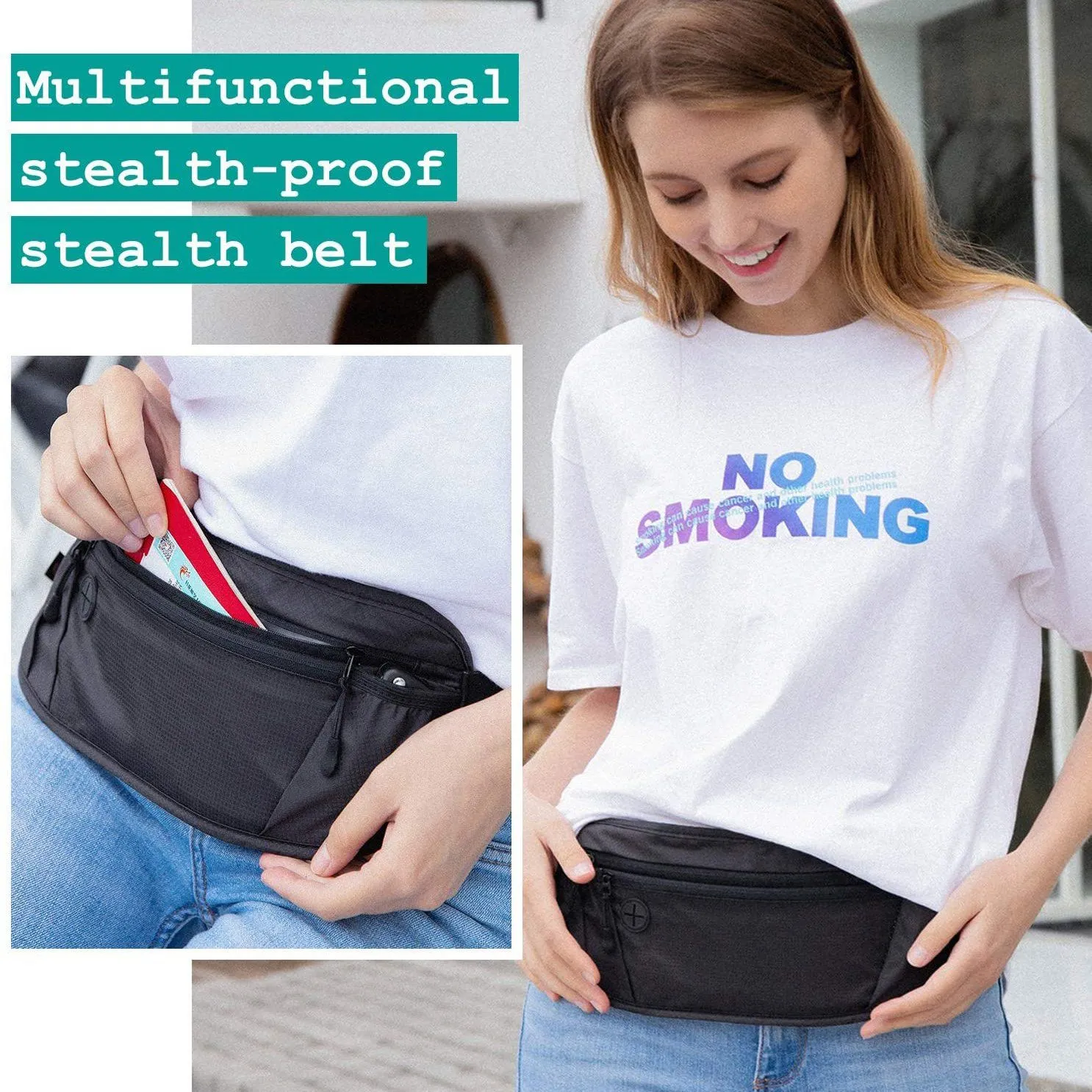 Travel Money Wallet Belt Pouch Blocking Hidden Passport Holder Bag