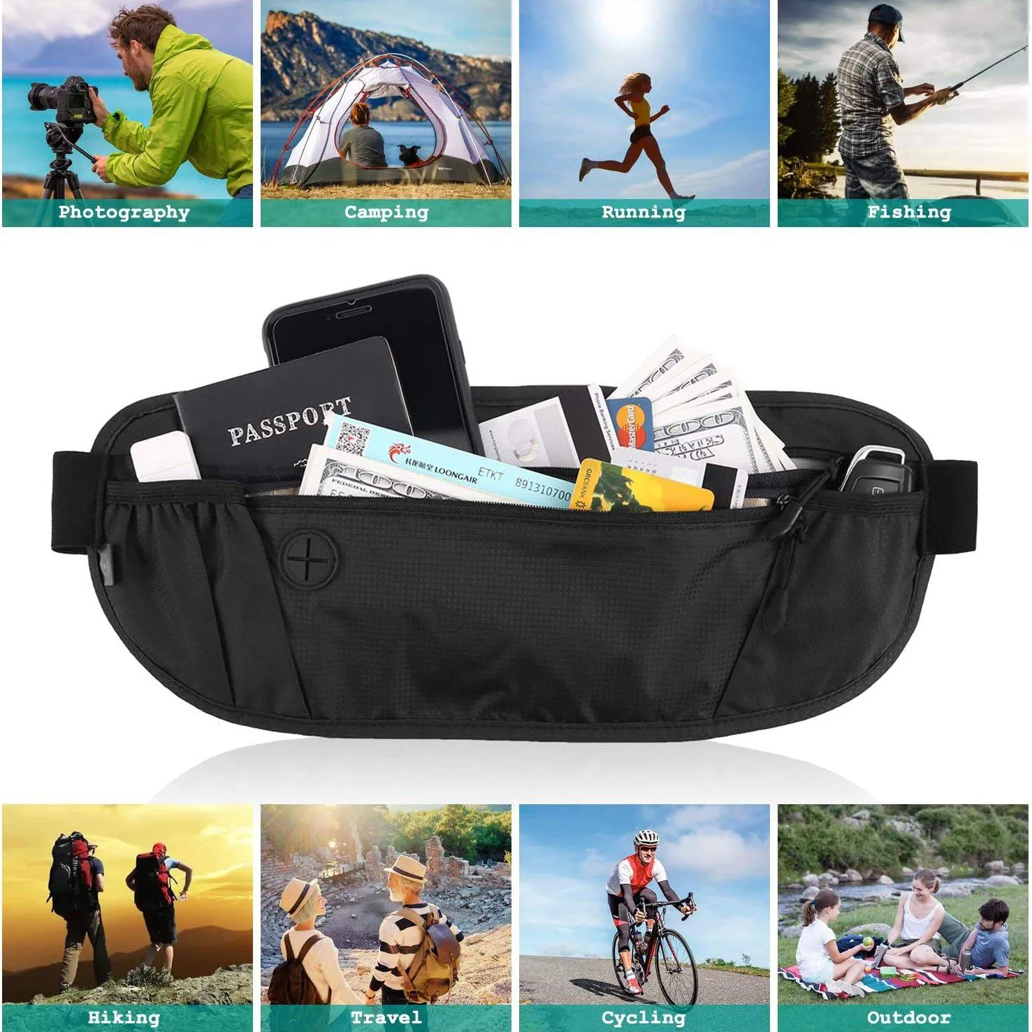 Travel Money Wallet Belt Pouch Blocking Hidden Passport Holder Bag