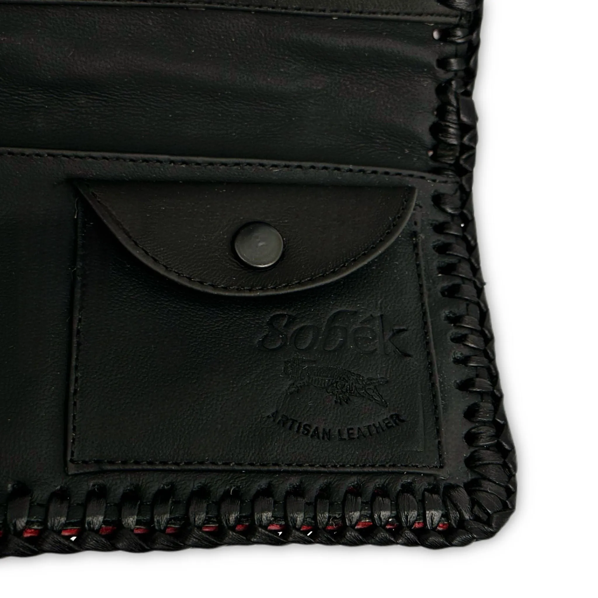 Trifecta Alligator Clutch in Carmine Red and Artisan Whipstitch Leather