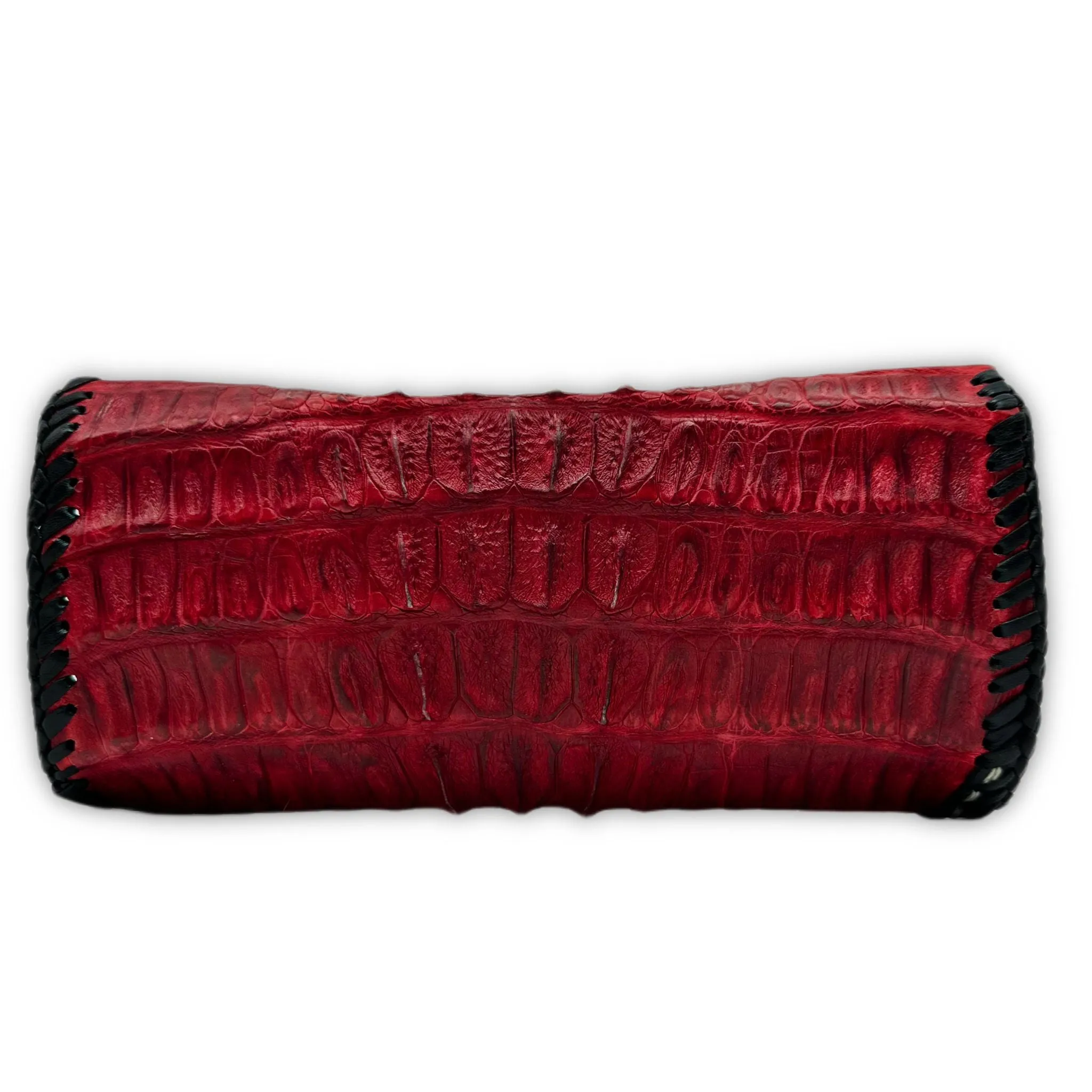 Trifecta Alligator Clutch in Carmine Red and Artisan Whipstitch Leather