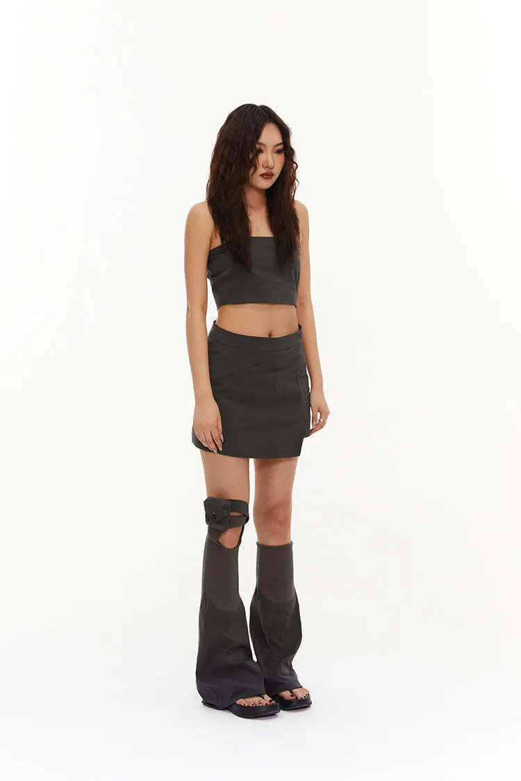 Tube Top and Asymmetric Mini Skirt with Leg Warmers Set