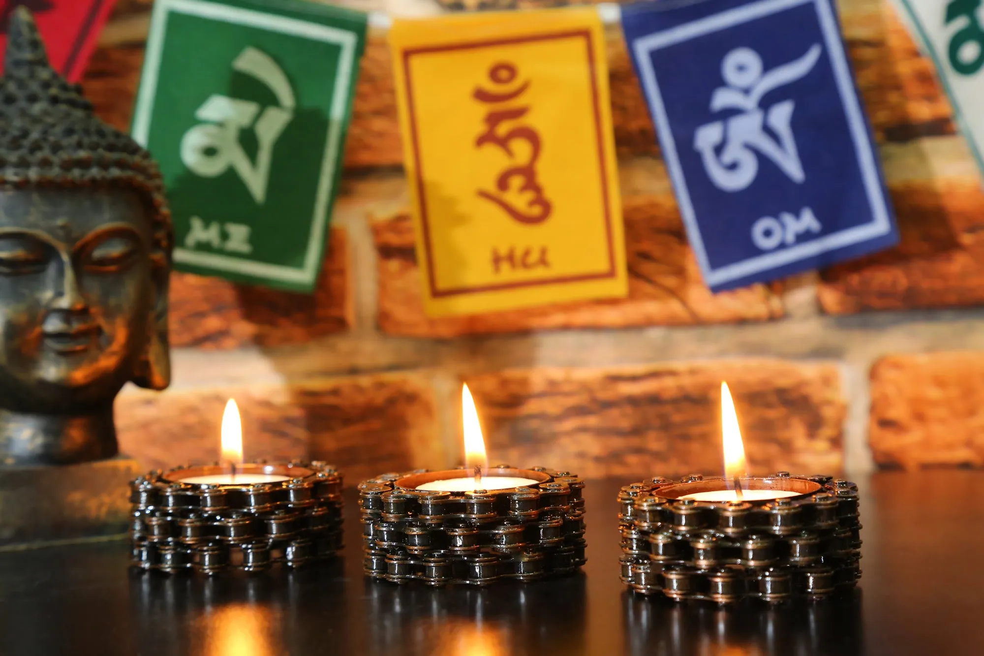 Upcycled Bike Chain Candles Holder