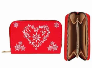 WALLET PORTE- MONNAIE PETIT ROUGE COEUR EDELWEIS  72-0089
