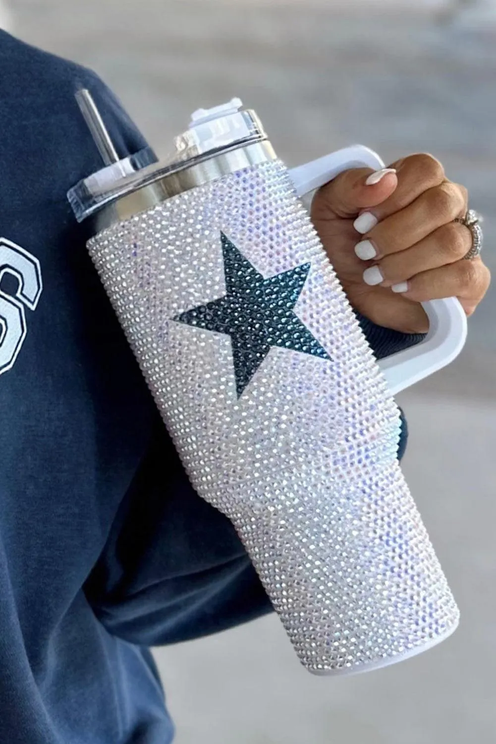 White Dazzling Star Rhinestone Stainless Cup