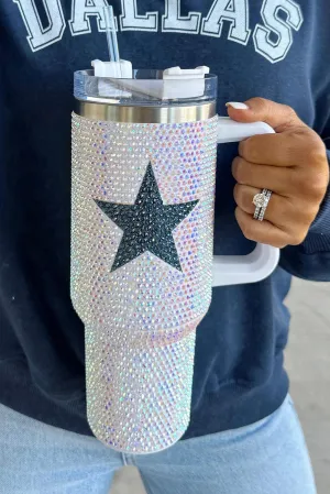 White Dazzling Star Rhinestone Stainless Cup