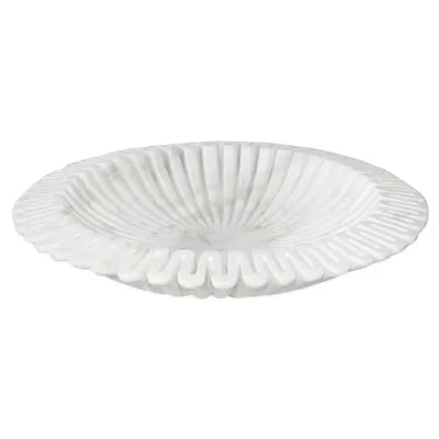 White Marble Lotus Bowl 13"