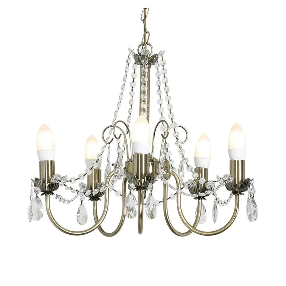 Winola Steel and Crystal Chandelier Light