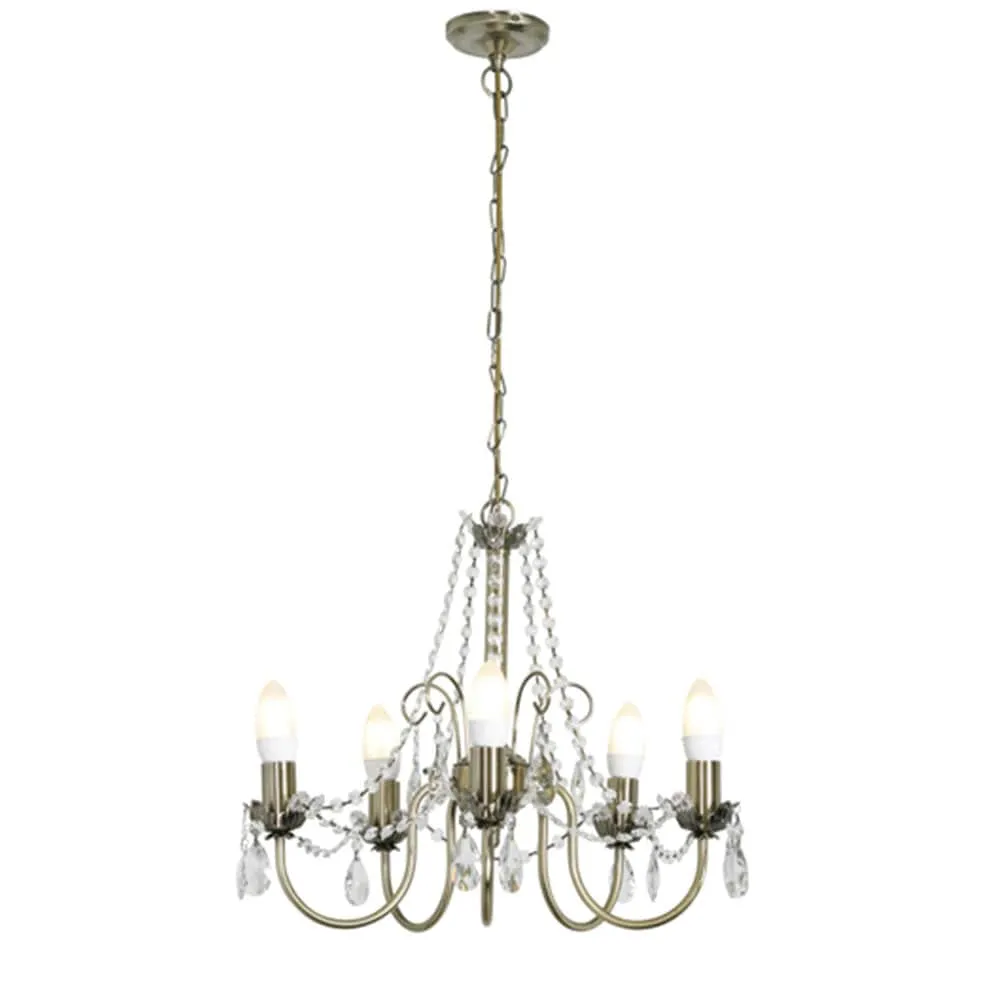 Winola Steel and Crystal Chandelier Light