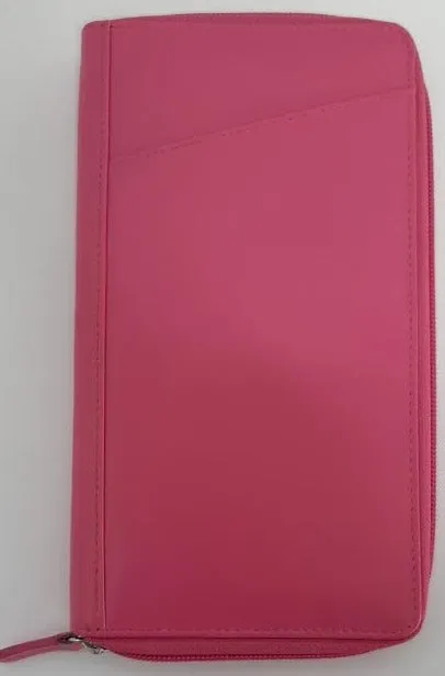 Women's Hot Pink Large LeatherZip Around Rfid Travel Wallet