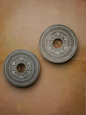 Wooden Engraved Tealight Holders - (Set of 2) Mandala