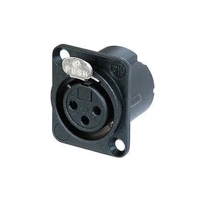 XLR Chassis - 3 Pin Female, Gold Pins, Black Shell (NC3FD-LX-B)