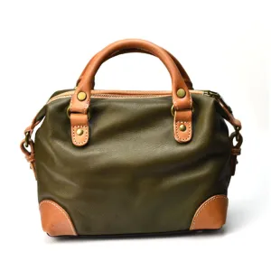 YAAGLE Women Soft Real Leather Contrast Color Top-Handle Shell Bag YG1781020