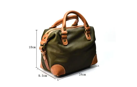 YAAGLE Women Soft Real Leather Contrast Color Top-Handle Shell Bag YG1781020
