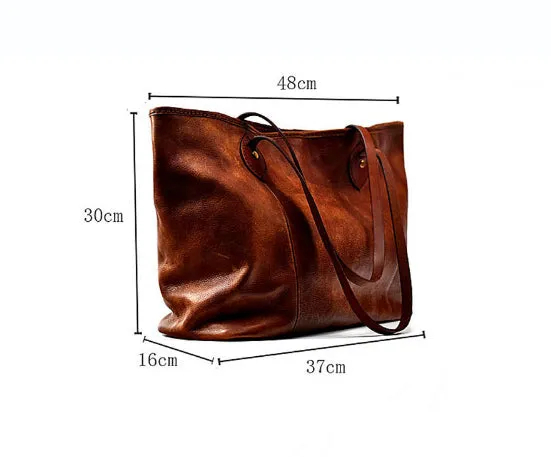 YAAGLE Women Vintage Soft Tanned Leather Handbag Tote YG8556