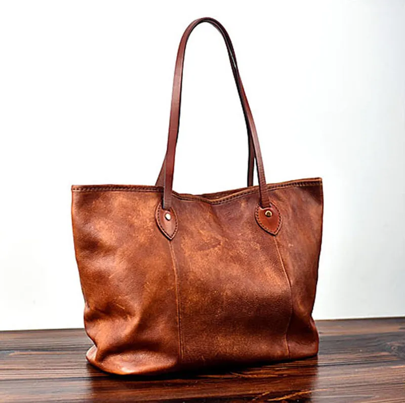 YAAGLE Women Vintage Soft Tanned Leather Handbag Tote YG8556