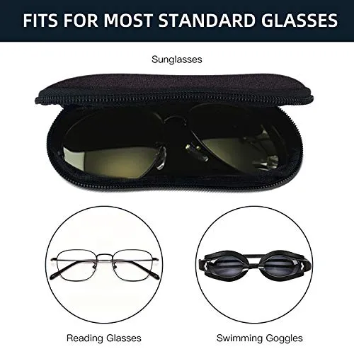 ZAXMEY Sunglasses Soft Case with Carabiner Ultra Light Neoprene Zipper Eyeglass.Black