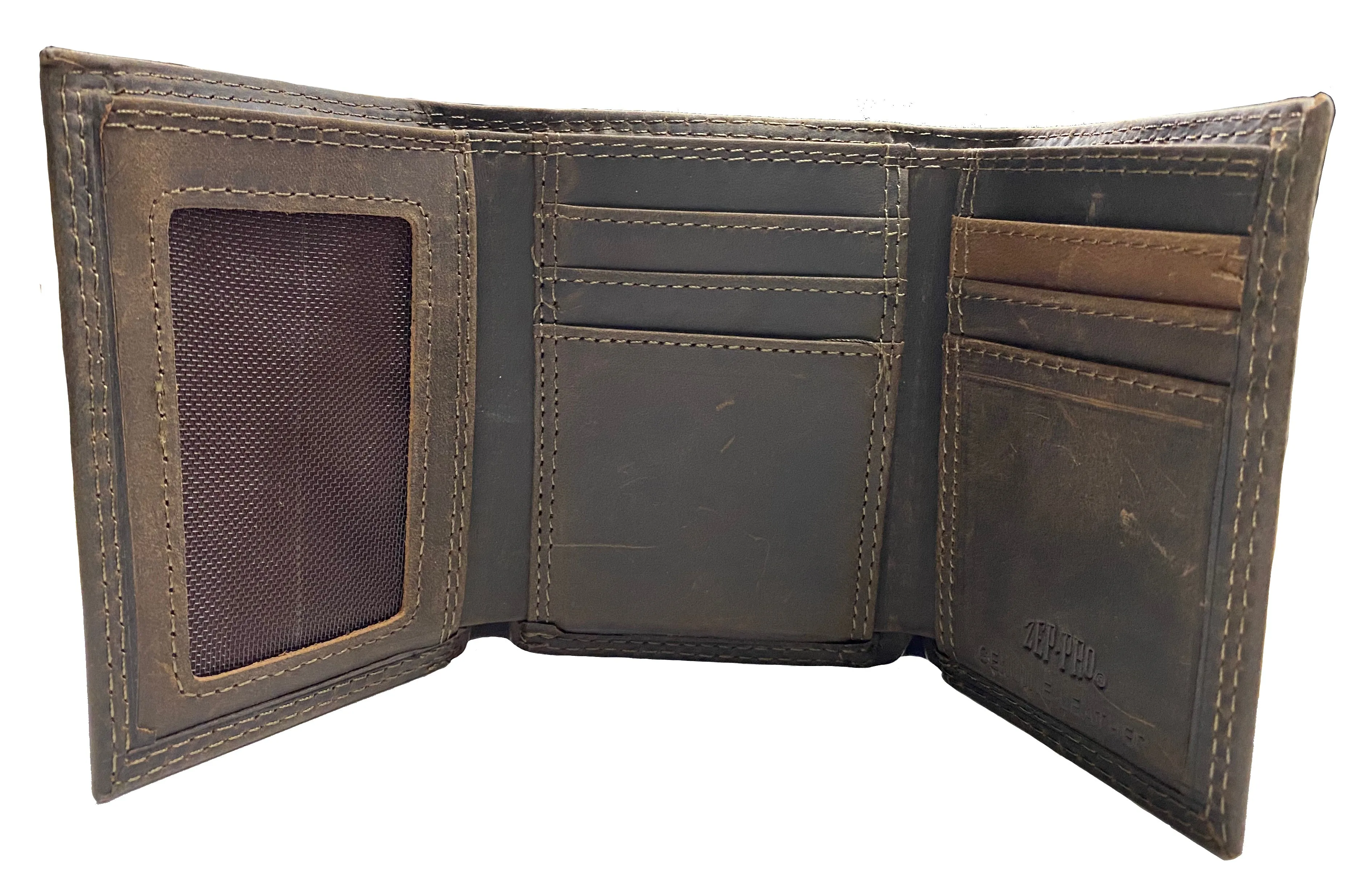 Zep Pro IWT2CRZH-Buck Concho Brown “Crazy Horse” Leather Tri-fold Wallet
